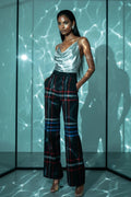 Black tartan high-waist wide-leg trousers for women by Angelic Blessings Shop