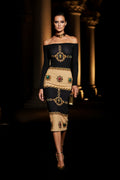 Baroque Bodycon Black and Gold Bodycon Dress Elegant Evening Outfit Stylish Look