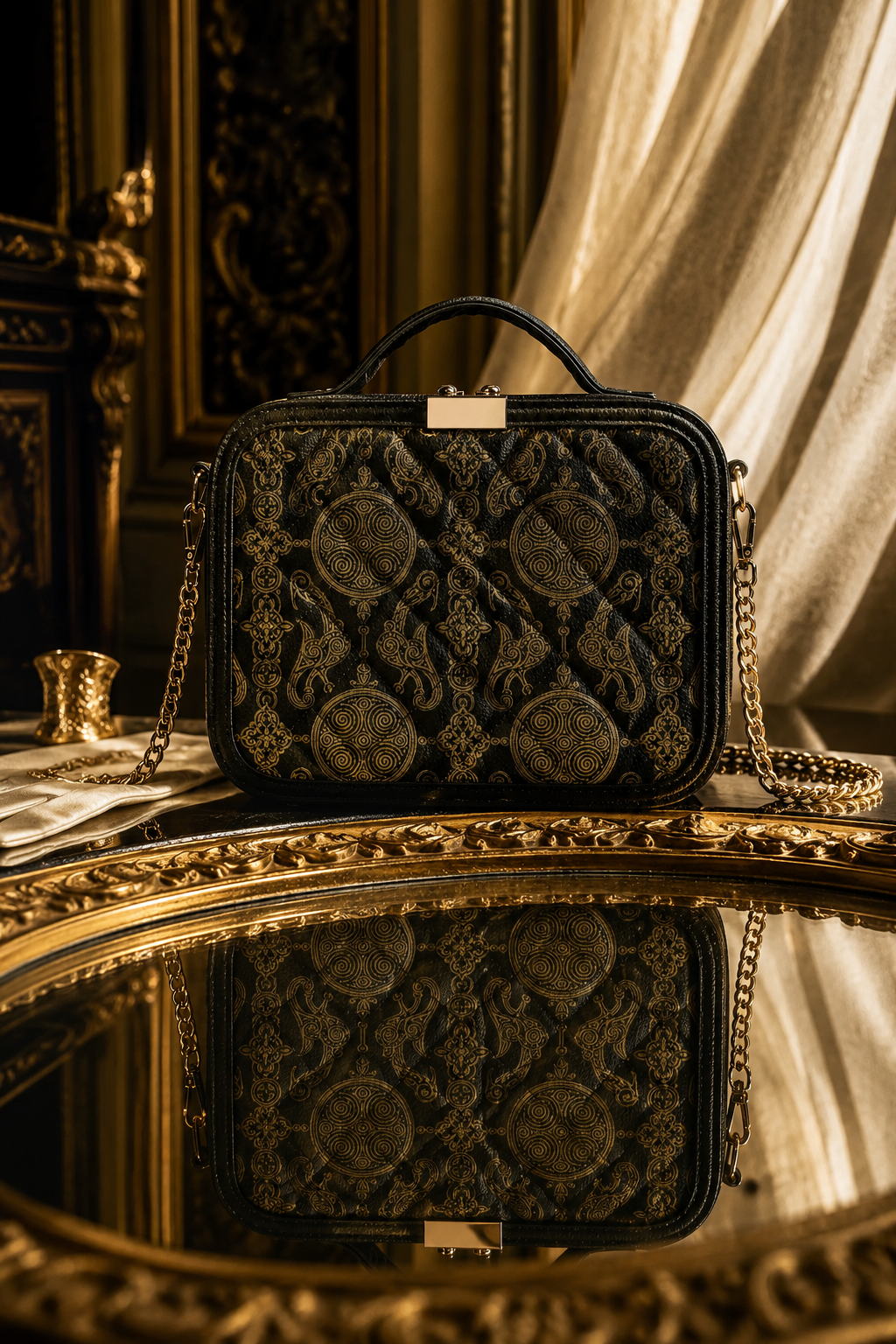 Black & Gold Pictish crossbody bag elegant evening outfit accessory for stylish events