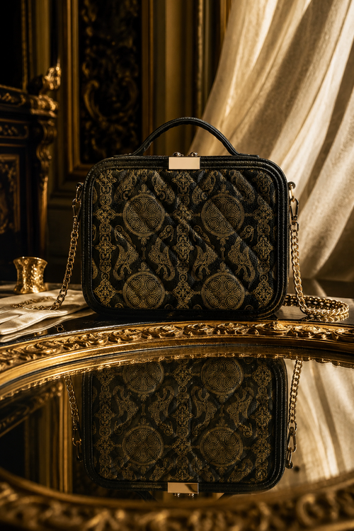 Black & Gold Pictish crossbody bag elegant evening outfit accessory for stylish events
