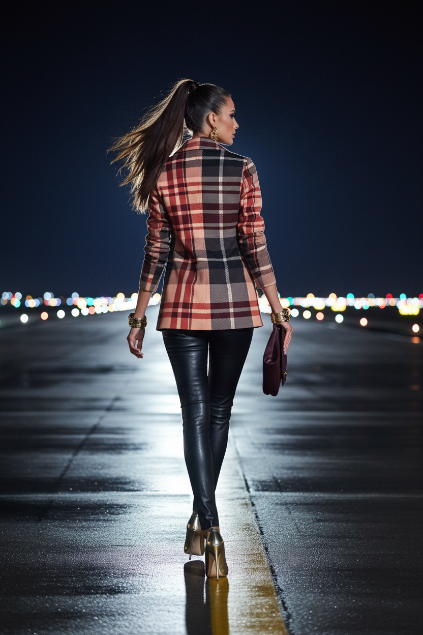 Blush Rose & Burgundy cotton blazer stylish outfit for elegant evening wear