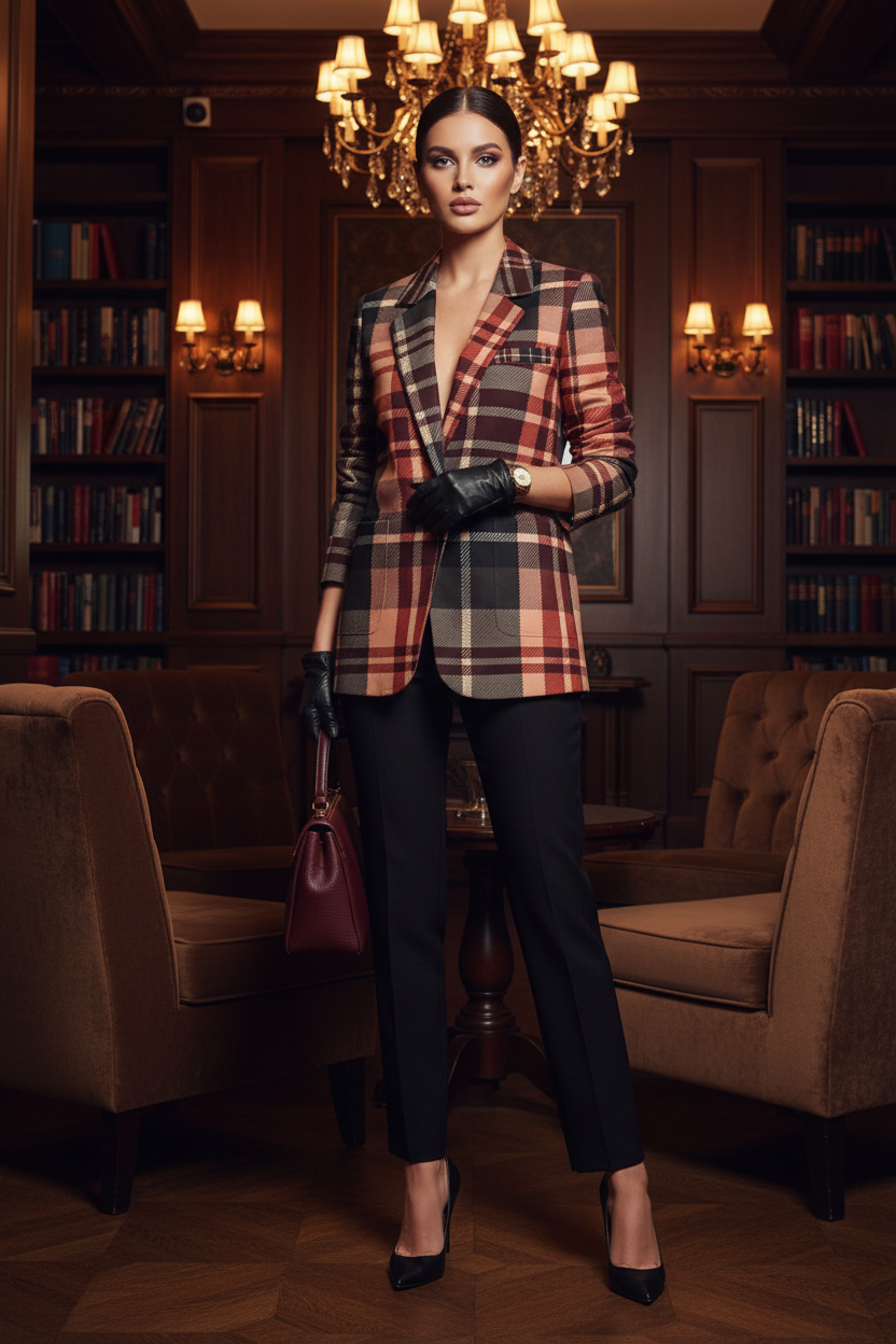 Blush Rose & Burgundy cotton blazer elegant outfit for evening and formal occasions