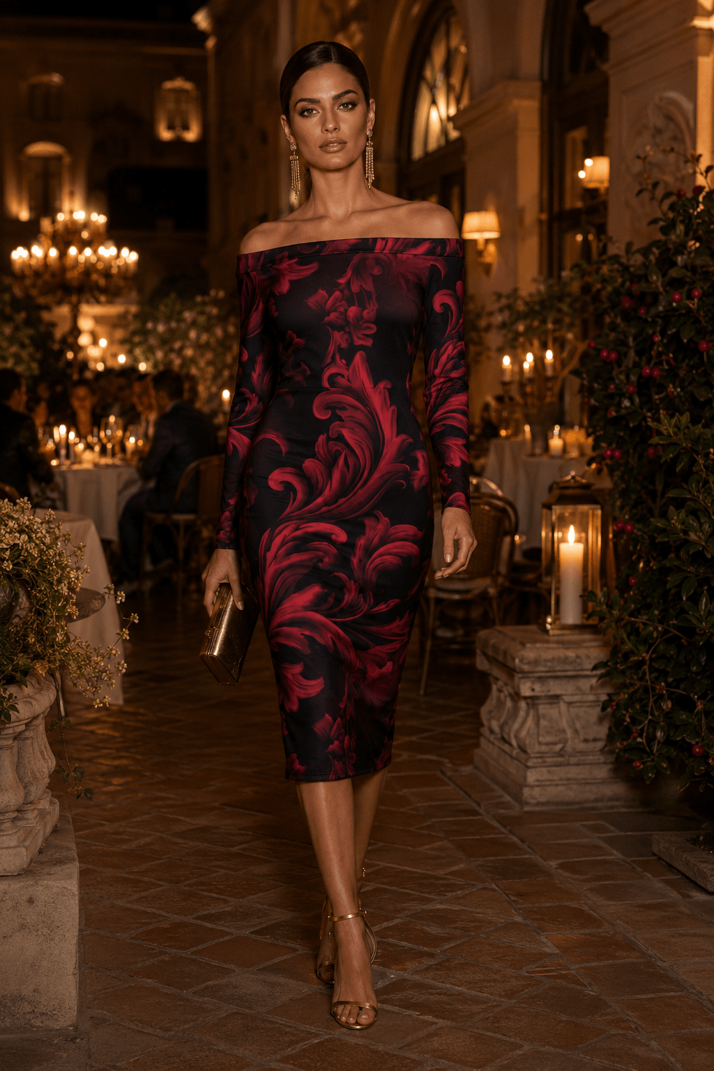 Burgundy Black Off Shoulder bodycon dress elegant evening outfit for special occasions