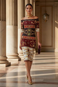 Bodycon Dress Elegant Evening Outfit With Off Shoulder And Ornate Pattern