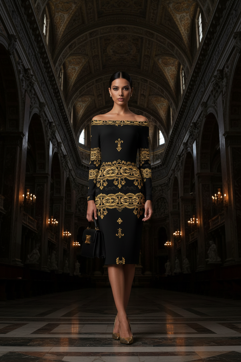 black and gold baroque dress Blood Supply Golden Hour Baroque Corset Gown L / Corset with train