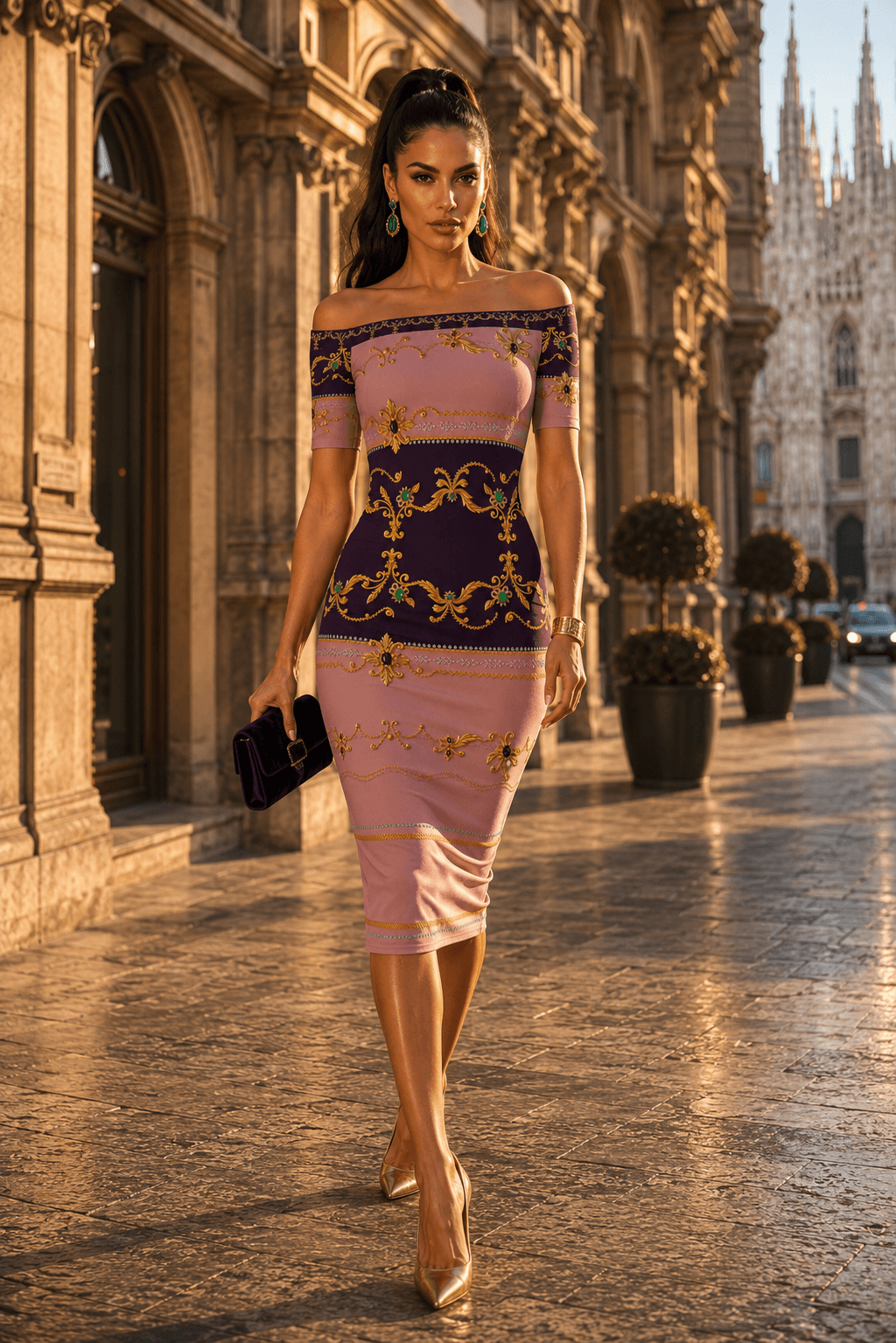 Dusty Blush Pink Womens Off-The-Shoulder bodycon dress elegant evening outfit