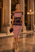 Dusty Blush Pink Off-The-Shoulder bodycon dress elegant evening outfit sophisticated style