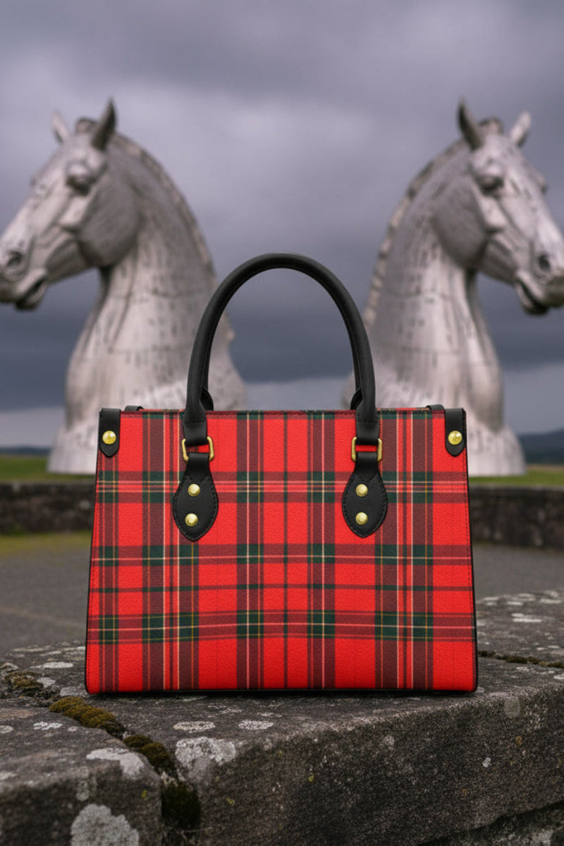 Elegant red tartan tote bag for daily and travel use