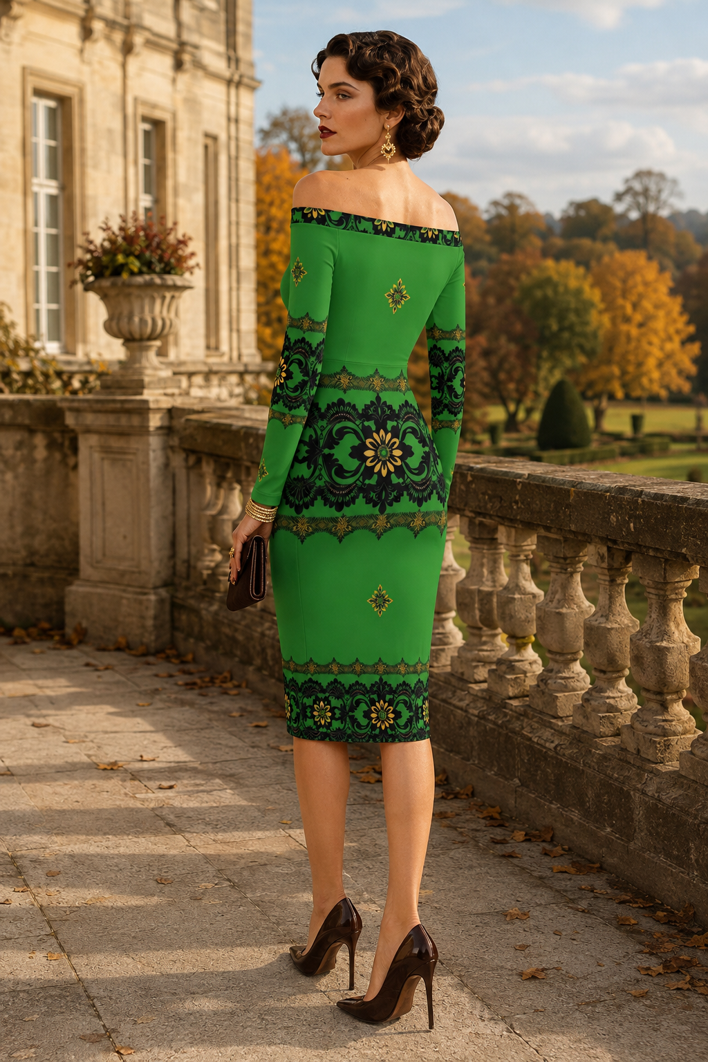 Emerald Lace Off the Shoulder Bodycon Elegant Evening Outfit Dress