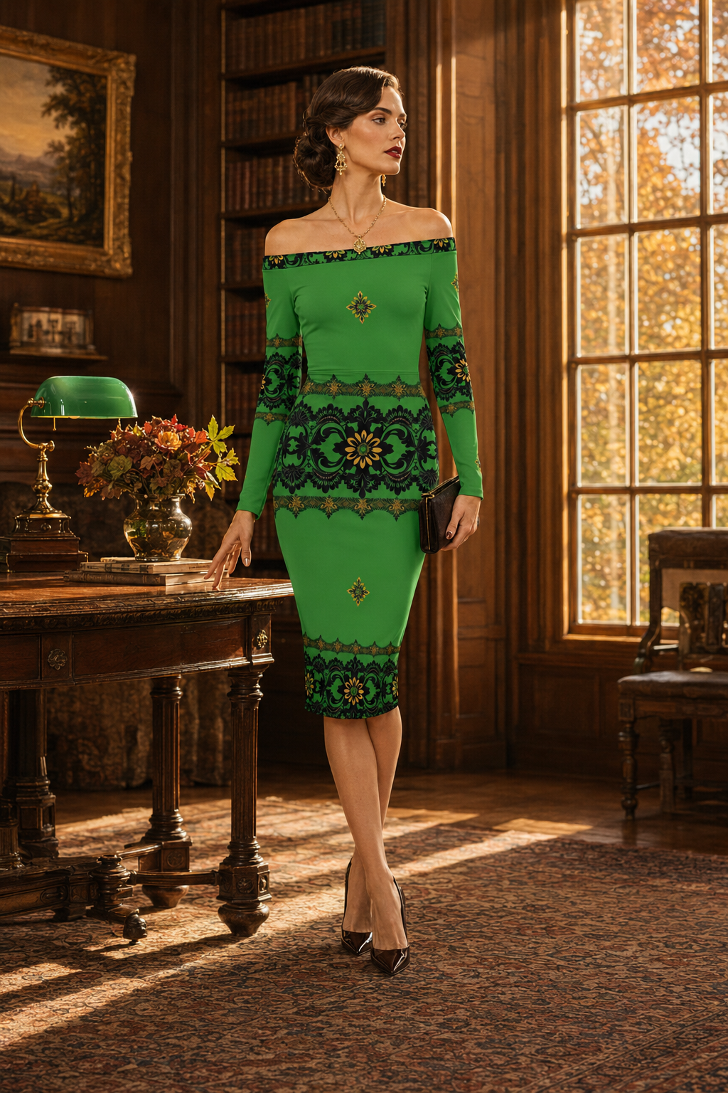 Emerald Lace Off the Shoulder Bodycon Elegant Evening Dress Outfit