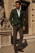 Forest Green Gold men's blazer Elegant Evening Artistic Tailoring Outfit