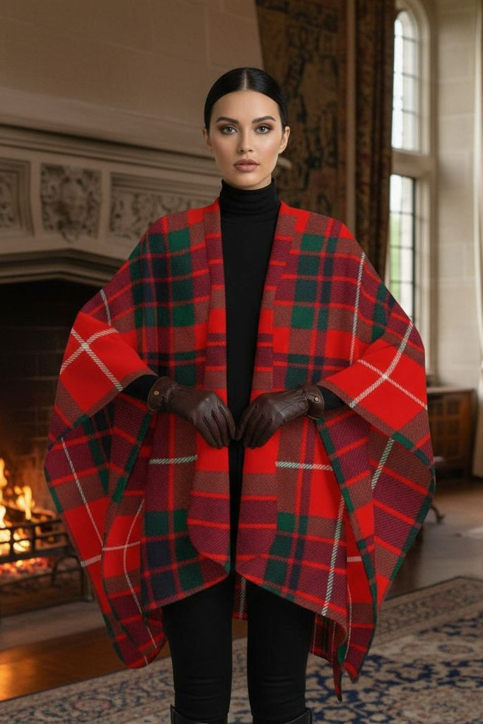 Woman wearing Fraser Clan Tartan All-Season Soft Touch Shawl Lightweight Wrap Scarf by Angelic Blessings Shop indoors