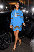 Ice Blue Baroque Hoodie velvet dress elegant evening outfit with gold detailing