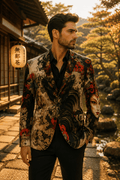 Imperial Oni Ink Art Blazer Clothing Mens Elegant Evening Artistic Tailoring Outfit