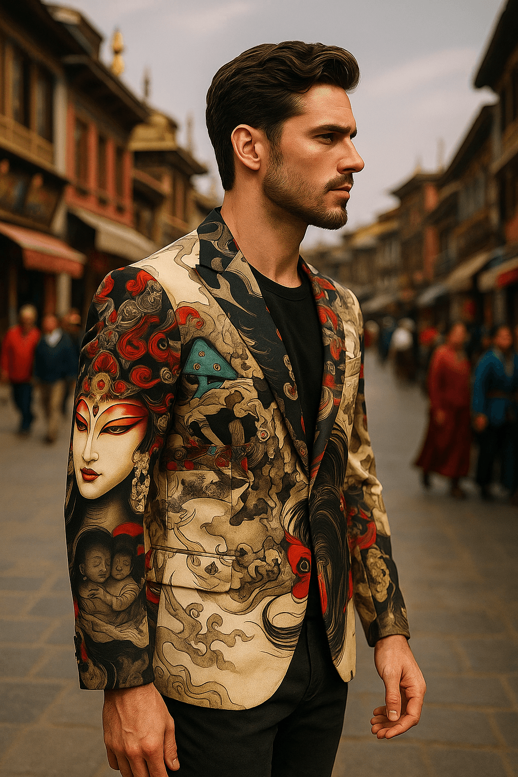 Imperial Oni Ink Art Blazer Clothing Mens Artistic Tailoring Elegant Evening Outfit