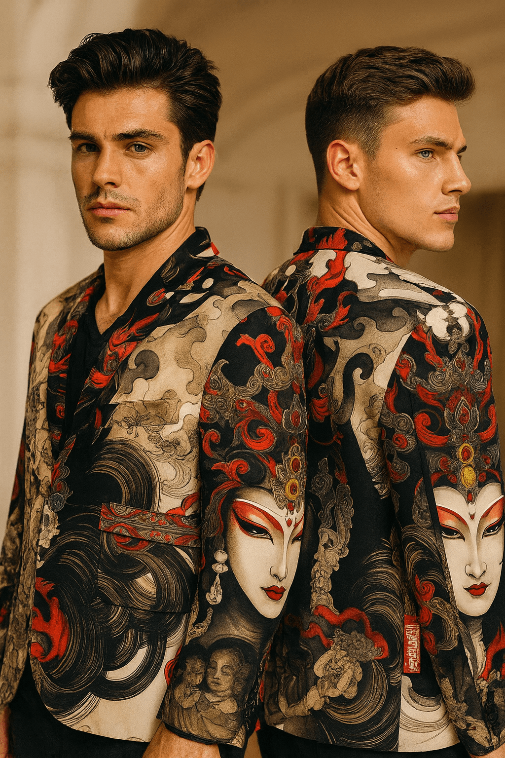 Imperial Oni Ink Art Blazer Clothing Mens Elegant Evening Outfit Sophisticated Style
