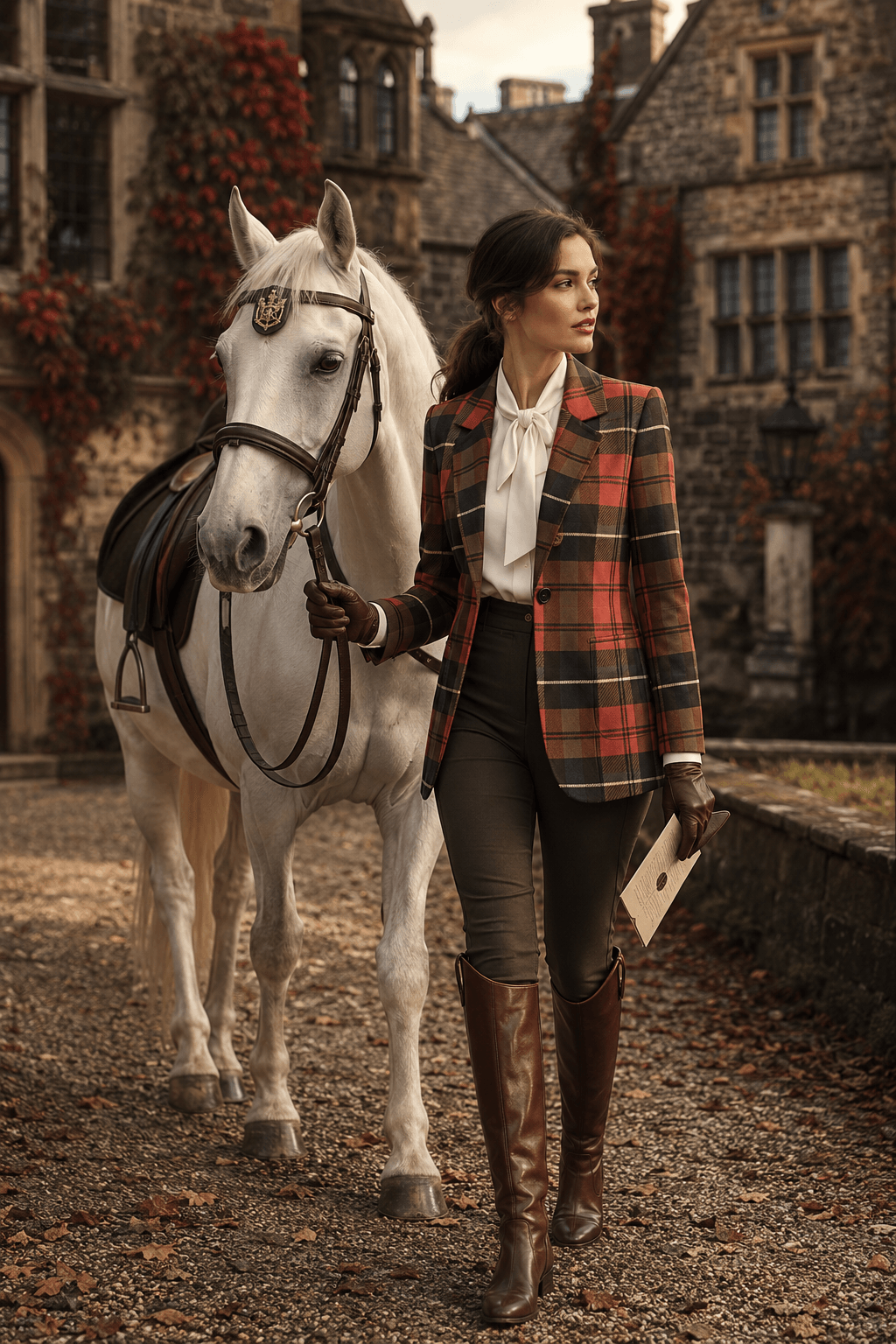 Red Tartan Womens Plaid Jacket with Elegant Outfit for Evening Wear