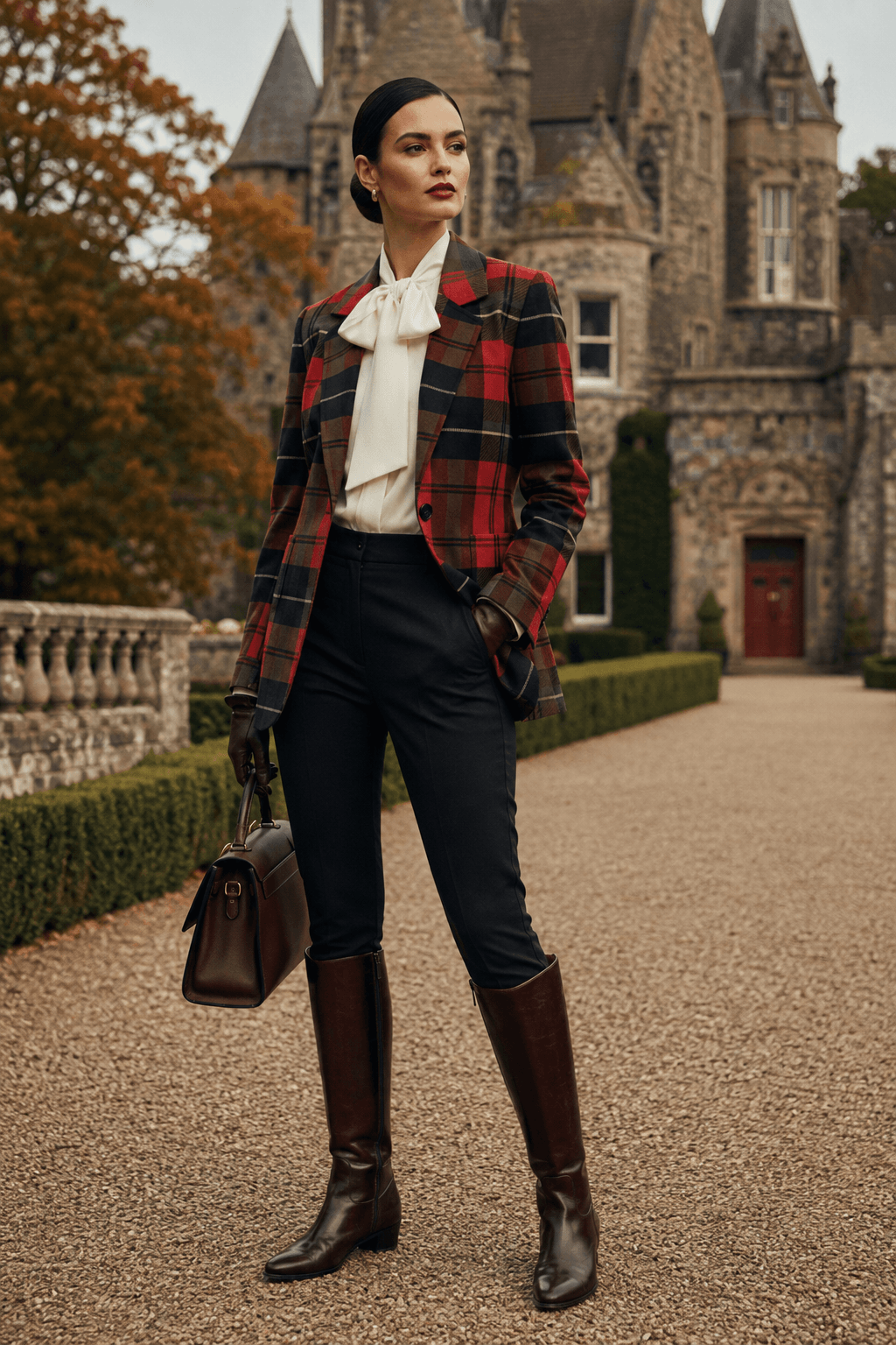 Red Tartan Womens Plaid Jacket Elegant Evening Outfit Stylish Autumn Coat