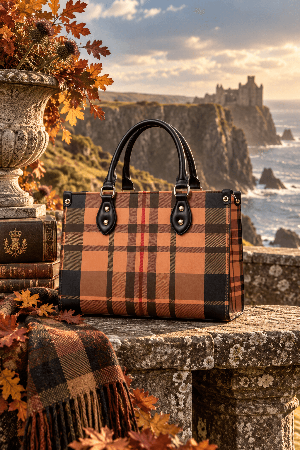 Skara Brae Scottish Tartan Plaid Handbag purse crossbody in autumn outfit elegant style